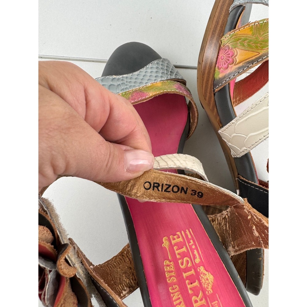Multicolor Floral Accent Women’s Sandals in Pink, Cream & Gray - Picture 5 of 8